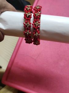 Red Beaded Bangles