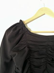 Black Ruched Long Sleeve Top