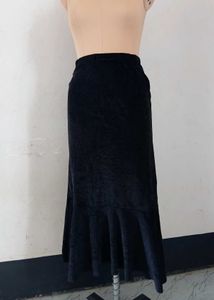 Vintage Black Velvet Maxi Skirt