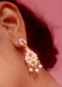 Elegant Red &amp; Gold Earring Set