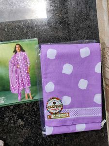 Lavender Polka Dot Salwar Suit Material.