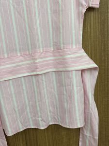 Pink And White Striped Shirt Blouse For Women
