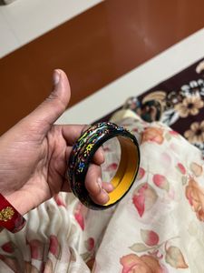 Floral Print black Bangles