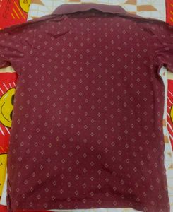 Men's Maroon Patterned Polo T shirt