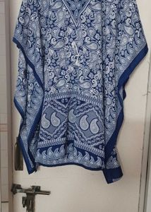 Paisley Print  Blue Kaftan Top