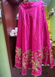 Pink Embroidered Lehenga Skirt With Crop top