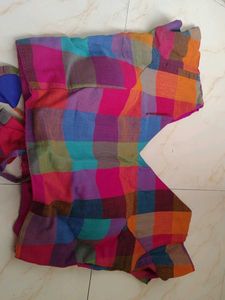 Red Saree with readymade free size padded blouse