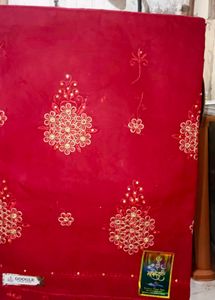 Red Embroidered Fabric