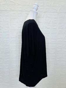 Black Half Sleeves Batwing Thick Top Wear
