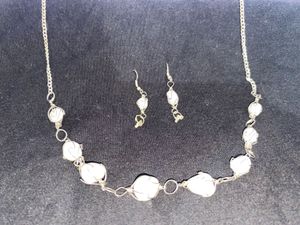 White Stone Necklace & Earring Set