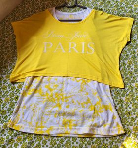 2-Piece Yellow Crop-Top &amp; Tank-Top S