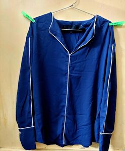 Summer Terry Cotton Blue Shirt For Girls | L