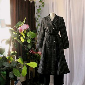 Korean Elegant Tweed Trench Coat