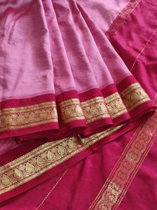 Onion Pink & Maroon silk Saree
