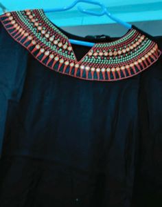 Embroidered Detail Black Tunic