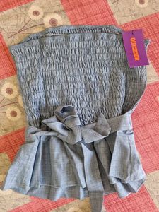 Denim peplum tube top (New)