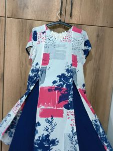 Stylish Royal Blue And White Gown