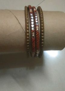 Vintage Red &amp; Gold Bangle Set