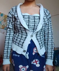 Woolen Women Cardigan + Crop Top