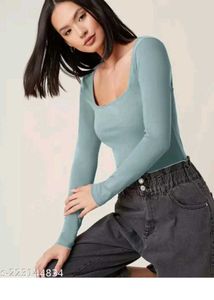 Sky SeBlue Square Neck Top