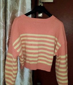 Striped Knit Cropped Sweater