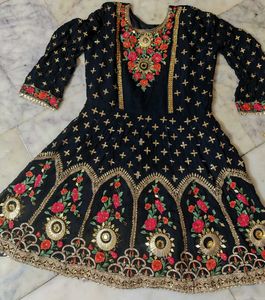 Royal Blue Heavy ✨Embroidery Mirror Work Kurti🤩