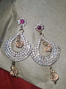 Rhinestone Baby Pink Drop Earrings