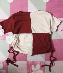 Two-Tone Patchwork Crop Top