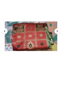 Elegant Pink &amp; Green Banarasi Saree