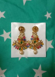 Brand New Beautiful Multicolour Stone Studded Earr
