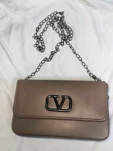 Beige Chain Crossbody Bag