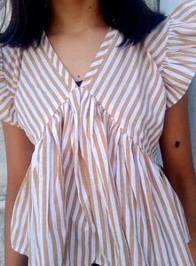 Striped Ruffle Sleeve Top