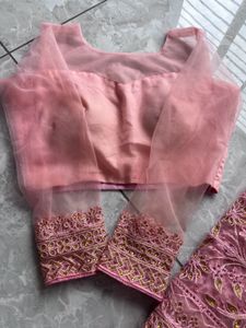 Pink Embroidered Saree