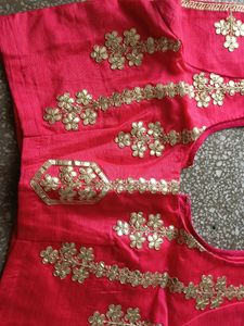 Beautiful Carrot Colour Blouse With Back Design