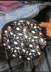 Round Terrazzo Print Crossbody Bag