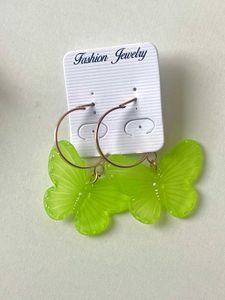 Green Butterfly Hoop Earring