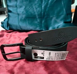 Woodland Black Leather Belt