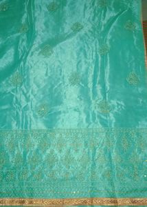 Elegant Mint Green Ethnic Semi Stitch lenhga Gown