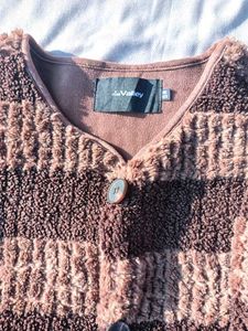 Textured Brown Striped Cardigan
