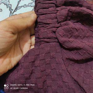 Vine Color Burgundy Puff Sleeve Top