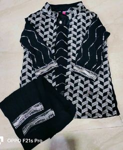 Party Wear Black &amp; Silver Embellished  Beby Outfit