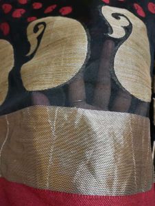Elegant Black &amp; Red Saree 🖤💥
