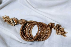 Vintage Gold Tone Beaded Bracelet Set