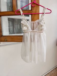 White Floral Lingerie Top