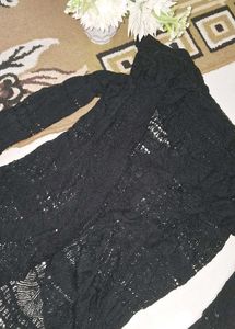 Black Net Shrug Full Sleeves