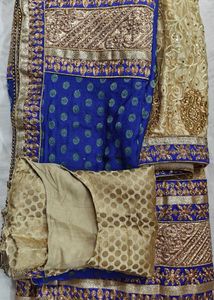 Blue Golden Heavy Bridal Wear Lehenga Choli
