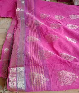 Cotton Pink Saree