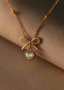 Bow With Heart Necklace