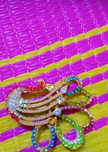 Rhinestone Peacock Brooch