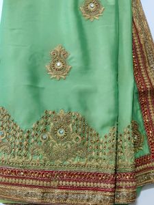Mint Green Embroidered Saree